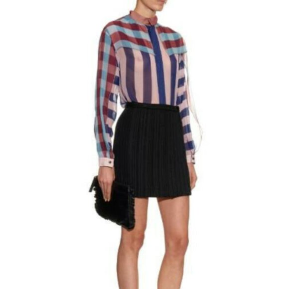 Marco de Vincenzo Mini Plisse Heavy Crepe Black Cocktail Mini Skirt 4 Small